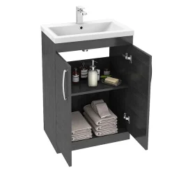 Klyn Bathroom Brooklyn Black Modern Sink Vanity Unit + Toilet Package -Croydex shop bwcblk d5n