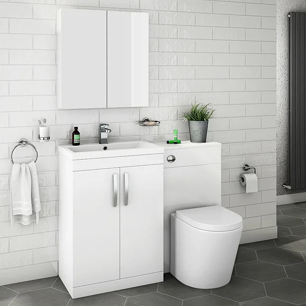 Klyn Bathroom Brooklyn White Gloss Modern Sink Vanity Unit + Toilet Package 4 Klyn Bathroom Brooklyn White Gloss Modern Sink Vanity Unit + Toilet Package - Image 2