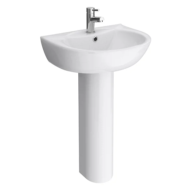 Cove 530mm Basin 1TH With Pedestal 4 Cove 530mm Basin 1TH With Pedestal - Image 2