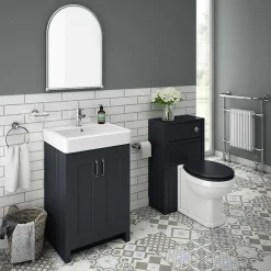 Chatsworth Traditional Graphite Sink Vanity Unit + Toilet Package -Croydex shop c560wcblk lrg