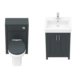 Chatsworth Traditional Graphite Sink Vanity Unit + Toilet Package -Croydex shop c560wcblk n d5