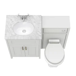 Chatsworth White Marble Traditional Grey Vanity Unit + Toilet Package -Croydex shop c610grywht n d5