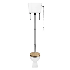 Victorian Plumbing Carlton Matt Black Traditional High Level Toilet With Soft Close Seat -Croydex shop carhl mb l