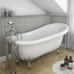 Victorian Plumbing Carlton Classic Roll Top Slipper Suite With Ball + Claw Feet (1710mm) -Croydex shop carltonclassicrolltopslippersuitewithballandclawfeet1710mmnd3