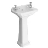 Nui Carlton Cloakroom Basin With Full Pedestal (2 Tap Hole - 515mm Wide)