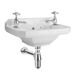 Nui Carlton Traditional Cloakroom Suite - High Level Toilet + Wall Hung Basin