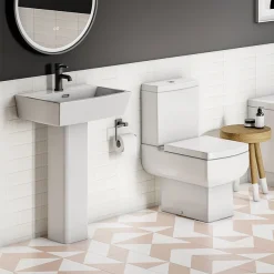 Victorian Plumbing Cubo Basin + Full Pedestal (520mm Wide - 1 Tap Hole) -Croydex shop cbfp detail01