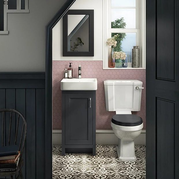 Chatsworth Traditional Graphite Cloakroom Suite (Vanity Unit + Close Coupled Toilet) 4 Chatsworth Traditional Graphite Cloakroom Suite (Vanity Unit + Close Coupled Toilet) - Image 2