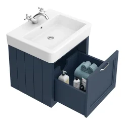 Chatsworth Blue Cloakroom Suite (Wall Hung Vanity Unit + Close Coupled Toilet) -Croydex shop cblwhs d5