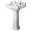 Old London Richmond Comfort Height Traditional 2TH Basin & Pedestal -Croydex shop ccr031 l