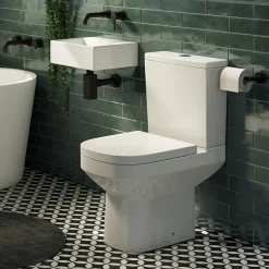 Victorian Plumbing Cubetto Cloakroom Suite 0TH (Basin + Close Coupled Toilet) -Croydex shop ccs02 l
