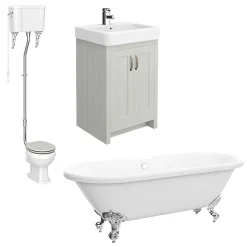 Chatsworth High Level Grey Roll Top Bathroom Suite -Croydex shop chatsworth hl grey roll top suitedetail