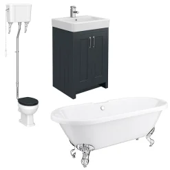 Chatsworth High Level Graphite Roll Top Bathroom Suite -Croydex shop chlsblk2 d4