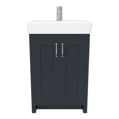 Chatsworth High Level Graphite Roll Top Bathroom Suite Inc. Black Bath