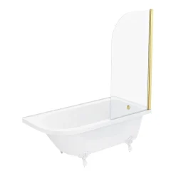 Chatsworth White Traditional Shower Bath Suite - 1700mm With Brushed Brass Screen + White Leg Set -Croydex shop chtws17 d2
