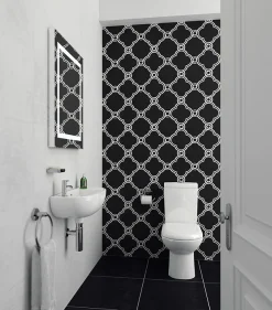 Victorian Plumbing Cool Cloakroom Suite - Gloss White 7 Victorian Plumbing Cool Cloakroom Suite - Gloss White -Croydex shop coolcloakroomsuiteshortprojectiontoiletwith45cmslimline1thbasinl