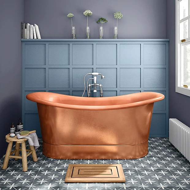 The Period Bathroom Company Trafalgar Copper 1700 X 710mm Double Ended Slipper Roll Top Bath Tub 4 The Period Bathroom Company Trafalgar Copper 1700 X 710mm Double Ended Slipper Roll Top Bath Tub - Image 2