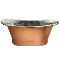 The Period Bathroom Company Trafalgar Copper 1500 X 710mm Double Ended Slipper Roll Top Bath Tub (Nickel Inside) -Croydex shop copd315 detail1