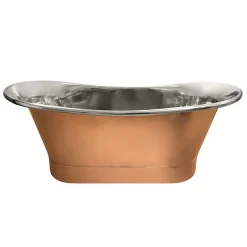 The Period Bathroom Company Trafalgar Copper 1700 X 710mm Double Ended Slipper Roll Top Bath Tub (Nickel Inside) -Croydex shop copd317 d1