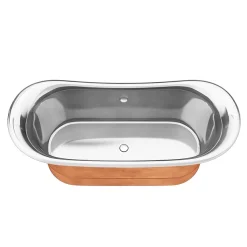 The Period Bathroom Company Trafalgar Copper 1700 X 710mm Double Ended Slipper Roll Top Bath Tub (Nickel Inside)