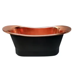The Period Bathroom Company Trafalgar Matt Black 1700 X 710mm Double Ended Slipper Roll Top Bath Tub (Copper Inside) -Croydex shop copd417 d2