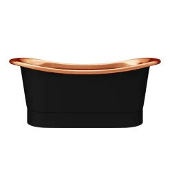 The Period Bathroom Company Trafalgar Matt Black 1700 X 710mm Double Ended Slipper Roll Top Bath Tub (Copper Inside) -Croydex shop copd417 d4