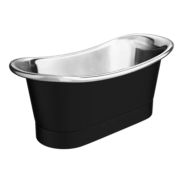 The Period Bathroom Company Trafalgar Matt Black 1700 X 710mm Double Ended Slipper Roll Top Bath Tub (Nickel Inside) 7 The Period Bathroom Company Trafalgar Matt Black 1700 X 710mm Double Ended Slipper Roll Top Bath Tub (Nickel Inside) - Image 5