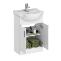 Cove 1050mm Vanity Unit Cloakroom Suite (Gloss White - Depth 300mm) -Croydex shop cove1050mmvanityunitcloakroomsuitend1