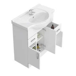 Cove 1250mm Vanity Unit Bathroom Suite + Tap (High Gloss White - Depth 330mm) -Croydex shop cove1250mmvanityunitbathroomsuited2