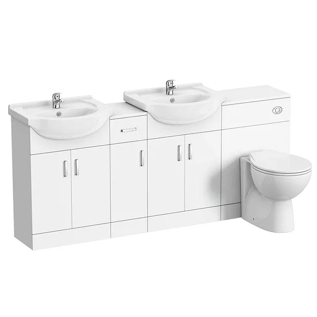 Cove 1850mm Double Basin Vanity Unit Suite (High Gloss White - Depth 300mm) 4 Cove 1850mm Double Basin Vanity Unit Suite (High Gloss White - Depth 300mm) - Image 2