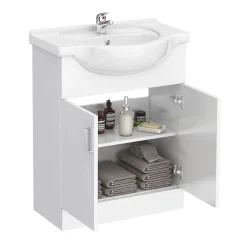 Cove 6 Piece Vanity Unit Bathroom Suite (High Gloss White - Depth 300mm) -Croydex shop cove6piecevanityunitbathroomsuitedetail2