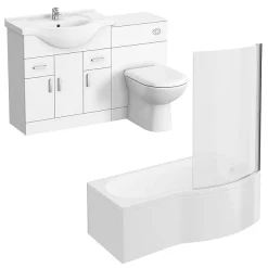 Cove Bathroom Suite With B-Shaped Shower Bath -Croydex shop covebathroomsuitewithbshapedshowerbath d1