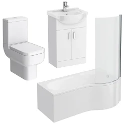 Cove P-Shaped Modern Shower Bath Suite -Croydex shop covepshapedmodernshowerbathsuitend1