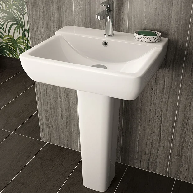 Hudson Reed Arlo 550mm 1TH Basin + Full Pedestal 4 Hudson Reed Arlo 550mm 1TH Basin + Full Pedestal - Image 2