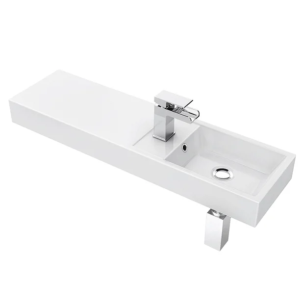 Valencia 800mm Wall Hung Polymarble Basin With Integrated Shelf 4 Valencia 800mm Wall Hung Polymarble Basin With Integrated Shelf - Image 2