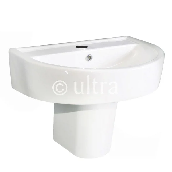 Ultra - Priory 600 Basin 1TH & Semi Pedestal 4 Ultra - Priory 600 Basin 1TH & Semi Pedestal - Image 2