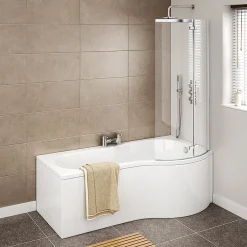Cruze Bathroom Cruze P Shaped Shower Bath - 1700mm With Hinged Screen & Panel 7 Cruze Bathroom Cruze P Shaped Shower Bath - 1700mm With Hinged Screen & Panel -Croydex shop cruzepshapedshowerbath1700mmwithhingedscreenpaneld
