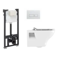 Crosswater MPRO Matt White / Kai Toilet + Concealed WC Cistern With Wall Hung Frame