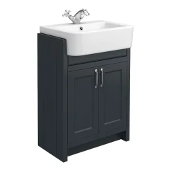 Chatsworth Traditional Graphite Semi-Recessed Vanity Unit + Toilet Package -Croydex shop csr600wcblk d1