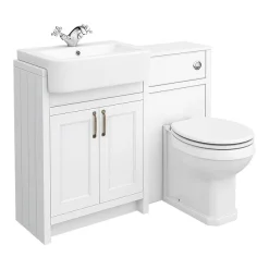 Chatsworth Traditional White Semi-Recessed Vanity Unit + Toilet Package -Croydex shop csr600wcwht d4