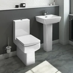 Victorian Plumbing Cubo Modern Square Comfort Height Toilet + Soft Close Seat -Croydex shop cubcc d1
