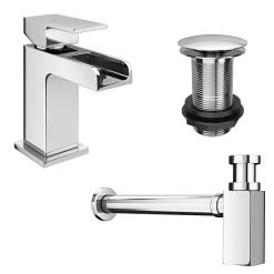 Victorian Plumbing Cubetto Wall Hung Basin With Tap Package - 1 Tap Hole -Croydex shop cubwhpk n d1