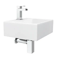 Victorian Plumbing Cubetto Wall Hung Basin With Tap Package - 1 Tap Hole -Croydex shop cubwhpk n d2