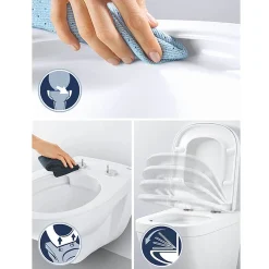 Grohe Cube Ceramic Rimless Wall Hung Toilet With Soft Close Seat + FREE TOILET ROLL HOLDER -Croydex shop cubwhwc detail1