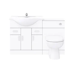 Cove 1250mm Vanity Unit Bathroom Suite + Tap (High Gloss White - Depth 330mm) -Croydex shop cv1250csb n d1