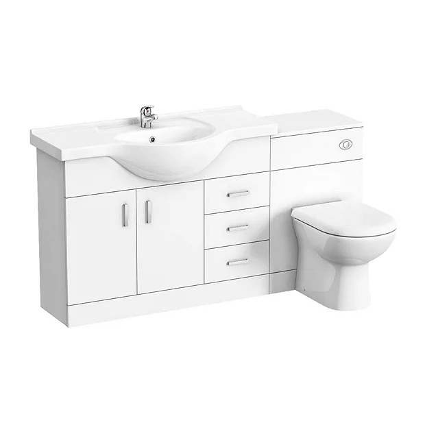 Cove 1520mm Vanity Unit Bathroom Suite (High Gloss White - Depth 330mm) 6 Cove 1520mm Vanity Unit Bathroom Suite (High Gloss White - Depth 330mm) - Image 4
