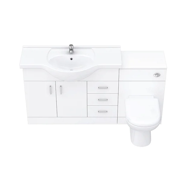 Cove 1520mm Vanity Unit Bathroom Suite (High Gloss White - Depth 330mm) 7 Cove 1520mm Vanity Unit Bathroom Suite (High Gloss White - Depth 330mm) - Image 5