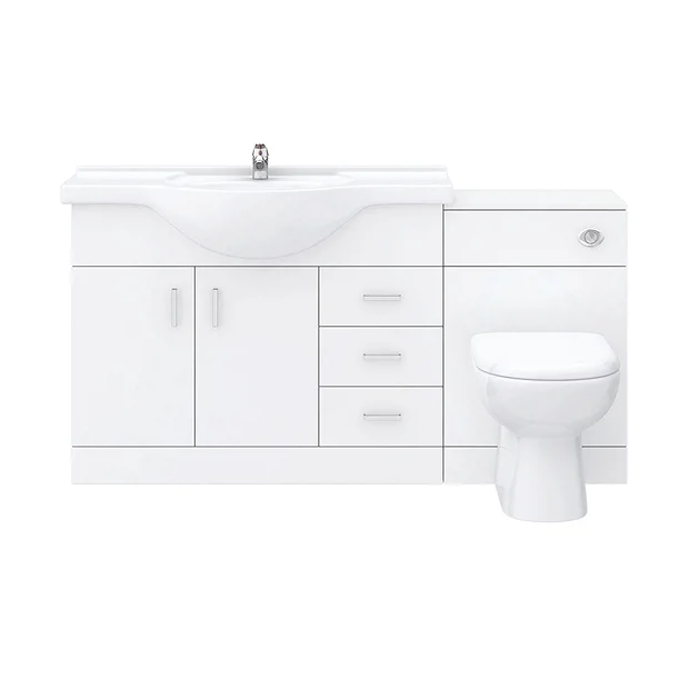 Cove 1520mm Vanity Unit Bathroom Suite (High Gloss White - Depth 330mm) 8 Cove 1520mm Vanity Unit Bathroom Suite (High Gloss White - Depth 330mm) - Image 6