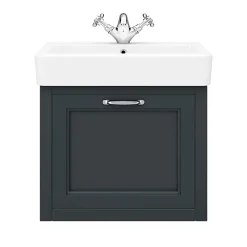 Chatsworth Wall Hung Graphite Vanity With Chrome Handle & Low Level Toilet -Croydex shop cwh560blkcll d1