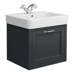 Chatsworth Wall Hung Graphite Vanity With Chrome Handle & Low Level Toilet -Croydex shop cwh560blkcll d3